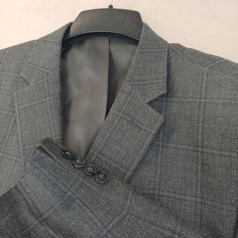 Calvin Klein 50R Mens Blazer Sport Coat Gray Plaid Silk Blend 25x32